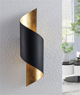Black and Gold Curled Design Wall Light Height 630mm
