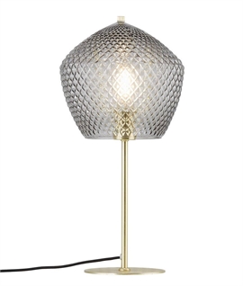 Elegant Pentagon Glass Shade Table Lamp in Brass Finish