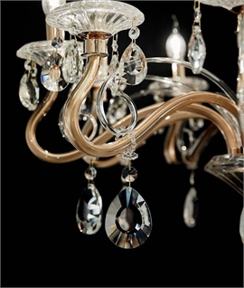 Cut Crystal Scrolled and Curled 10 Arm Chandelier - Chrome or Gold