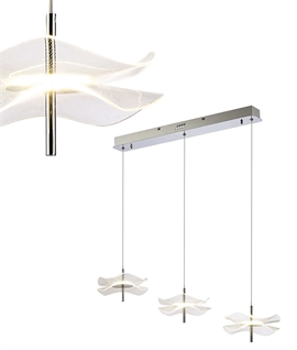 Wave Disc Linear Pendant, 3 x 6W LED, 4000K, 1500lm, Polished Chrome, 3yrs Warranty