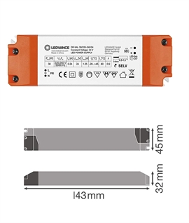 24V 30w LED Driver with Terminal Block - Non-Dimmable Osram Value Range