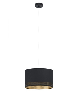 Black Drum Pendant with Opulent Gold Interior - Two Sizes