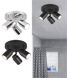 Triple Spot Round Surface Mounted Spotlight - Safe for Bathrooms 