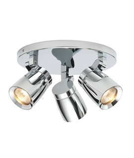 Polished Chrome Adjustable Round 3 Light Spotlight - GU10 Lamps