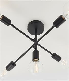 Modern Semi-Flush Bare Bulb 5 Light Chandelier
