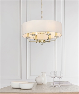 Modern 6 Arm Crystal Chandelier With Drum Shade