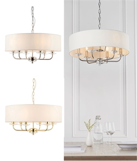 Modern 6 Arm Crystal Chandelier With Drum Shade