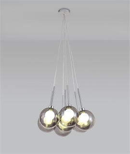 Cluster 7 Light Pendant with Smoke & Opal Glass Shades