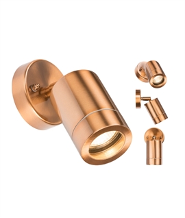 Adjustable GU10 Copper Spotlight - IP65 use inside or out