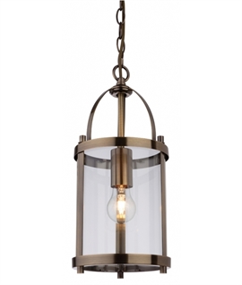 Smaller Chain-Hung Cylinder Glass Hall Lantern