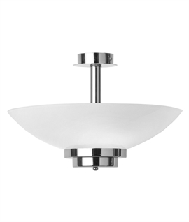 Art Deco Style White Glass and Chrome Ceiling Uplight