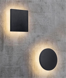 LED Exterior Back-Lit Round or Square Wall Light - Black Finish