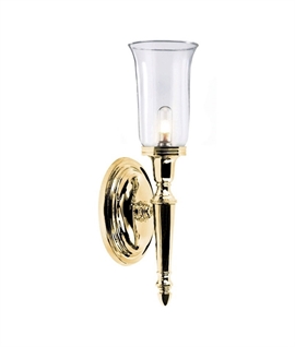 Torch Design Wall Sconce Light For Bathrooms - Clear Glass 