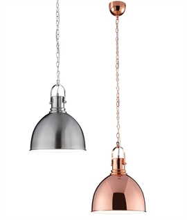Contemporary Parabolic Chain Pendant Lights - 31cm in Copper or Satin Nickel