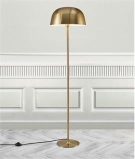 Art Deco Circular Dome Floor Lamp in Brass