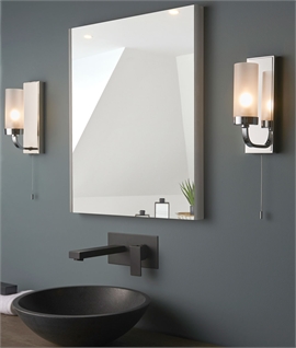 Bathroom Chrome and Frosted Tubular Glass Wall Light - Switched