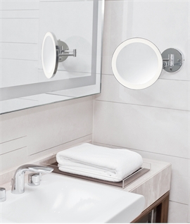 Wall Fixed Bathroom Magnified Mirror with Light - 5x Magnification 