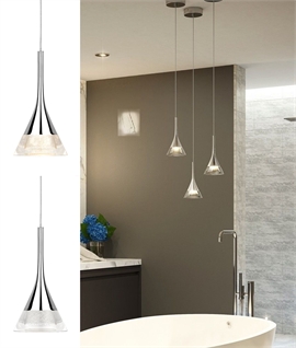 Crystal Glass Cone LED Light Pendant - Bathroom Safe