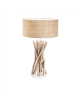 Driftwood Styled Table Lamp with Hessian Shade