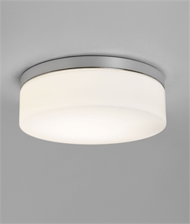 Opal Glass Circular Flush Ceiling Light IP44 for Bathrooms