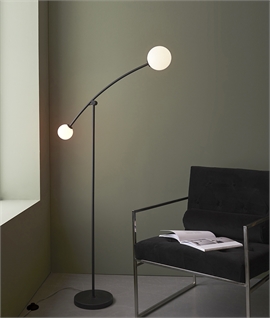 Balance Black Floor Lamp with White Globe Shades