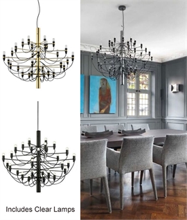 Classic Modernist Chandelier - 30 Arm with Clear LED Lamps