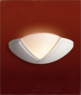 White Ceramic Wall Light with Glass - Uplighting