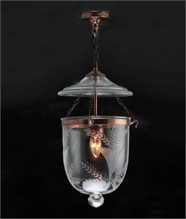 Georgian Decorated Bell Jar Hall Lantern - Copper Details