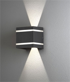 Black LED Up and Down Exterior Wall Light with Adjustable Beam