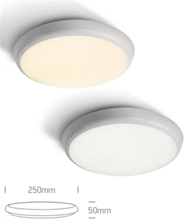 LED 12W 25cm Emergency Low Profile Flush Drum Light - IP54 