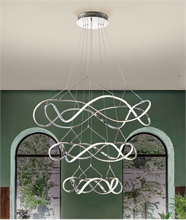 Chic Chrome 3 Tier Swirl Light Pendant - Integrated LEDs and a 3-Metre Drop