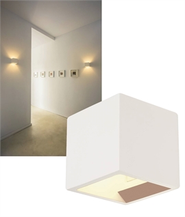 Wall Cube Light in Natural Plaster - Uses Mains Lamps & Dimmable