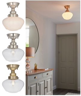 Traditional design Schoolhouse Fixed Ceiling Light - Opal or Clear Glass