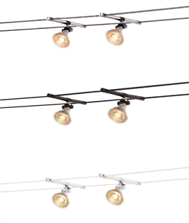 Simple Adjustable Spotlights for Tension Wire System - Twin Pack