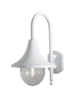 Exterior White Wall Light in Continental Style with Teardrop Glass