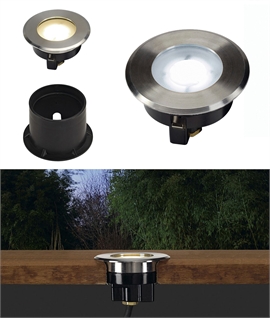 Straight to Mains 9cm Compact Stainless Steel LED Ground Light IP67
