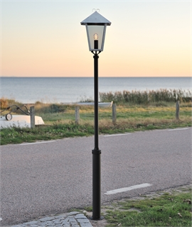 Classic Lamppost with Smoked Glass Lantern - Steel or Black