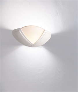 White Ceramic Wall Light with Glass - Uplighting