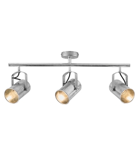 Galvanised Industrial Style Adjustable Triple Bar Light