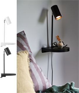 Funky Wall Light Shelf and USB Socket - White or Black