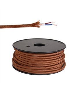 Ashmore 25m Roll Red Brown Braided 2 Core 0.75mm Cable VDE Approved