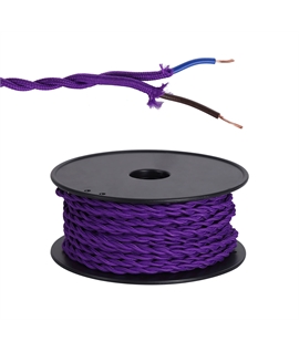 Ashmore 25m Roll Purple Braided Twisted 2 Core 0.75mm Cable VDE Approved