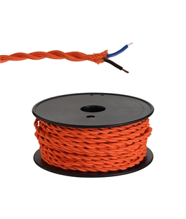 Ashmore 25m Roll Orange Braided Twisted 2 Core 0.75mm Cable VDE Approved