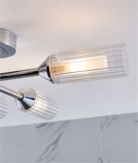 Elegant Fluted Glass Bathroom Ceiling Light - Low Projection