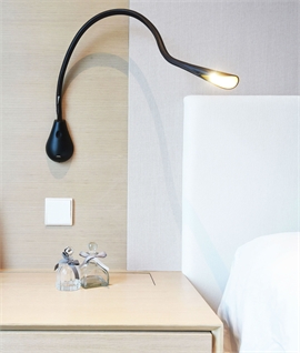 Leather Wrapped Bedside Reading Light on Flexible Arm with USB Charging