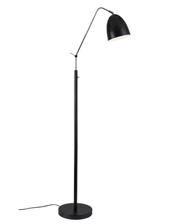 Black Adjustable Shaded Floor Lamp with Switch