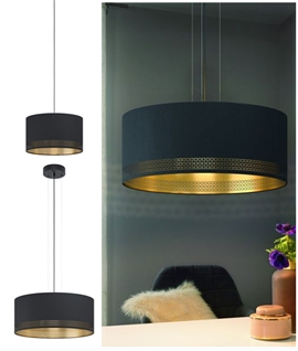 Black Drum Pendant with Opulent Gold Interior - Two Sizes
