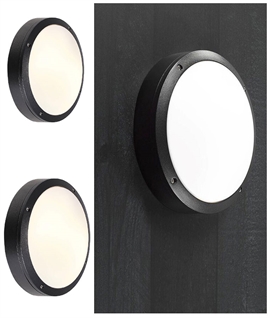 Round Black and Opal Exterior Wall or Ceiling Light - IP44