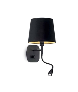 Black Shade and Black Metal Wall Light with LED Adjustable Arm