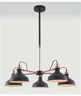 Bordeu Telescopic-Semi Ceiling 5 Light, 5 x E27, Graphite-Copper-White